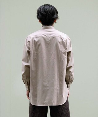 KASHIYAMA GIZA 100/2 バンドカラーシャツ スモークカーキ