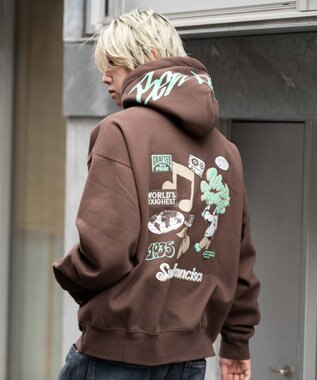 WEGO 【ユニセックス着用ITEM】別注BENDAVISグラフィックプルパーカー ブラウン