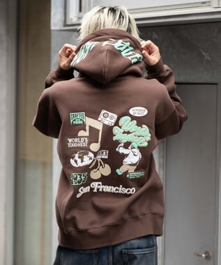 WEGO 【ユニセックス着用ITEM】別注BENDAVISグラフィックプルパーカー ブラウン