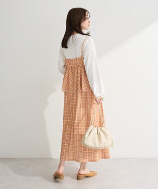 Green Parks ペプラムチェックキャミワンピース Orange