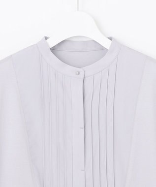 J.PRESS LADIES L シャツジャージー バンドカラー カットソー ライトグレー系