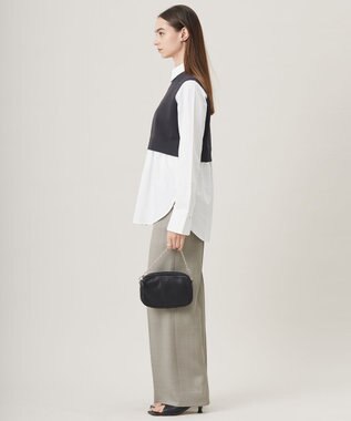 ICB L 【2WAY・洗える】シャツクロスコンビニットプルオーバー チャコール系