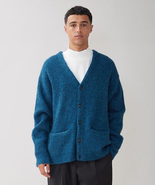 UNFILO MENS 【男女兼用】へアリー ニットカーディガン ブルー グリーン
