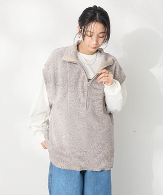 CRAFT STANDARD BOUTIQUE モールニットジップベスト Beige