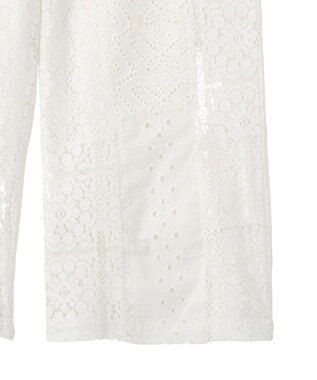 earth music&ecology 【セットアップ対応】【WEB・一部店舗限定】パッチワークレースパンツ Off White