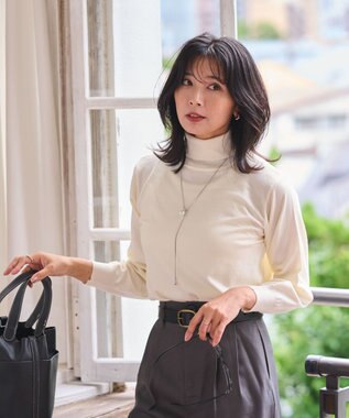 WEGO 【WEB限定/25年秋冬新作/洗濯OK/毛玉レス】タートルネックニット ホワイト