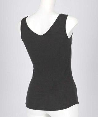 une nana cool 綿100% リブ編みコットン タンクトップ BL