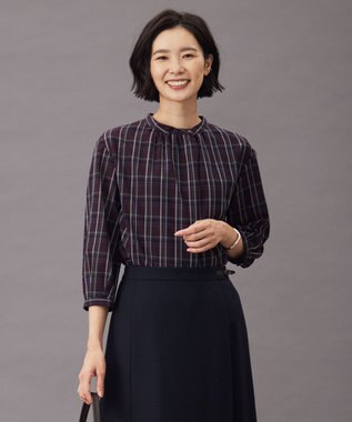 J.PRESS LADIES L TW ストライプ＆チェック カットソー ワイン系3