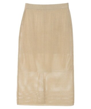 Green Parks ２ｗａｙ　メッシュ編みニットＩラインスカート（ペチ付き） Gold