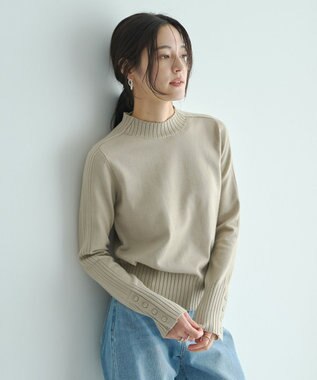 YECCA VECCA 袖口釦リブMIXニット