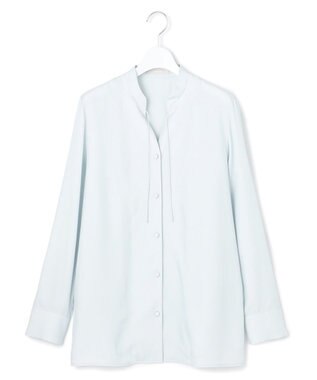 ICB 【接触冷感・洗える】Cu/Peソフトツイル デザインブラウス クリアサックス系