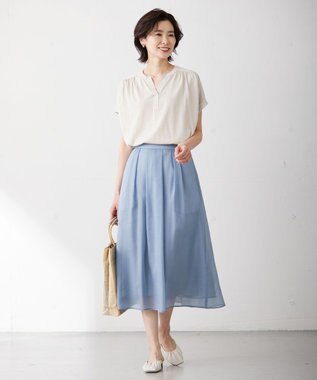 J.PRESS LADIES 【WEB限定カラーあり・洗える】 ブライトスパンボイル スカート サックスブルー系