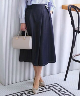 ANY SIS シャンブレーベルティッド スカート