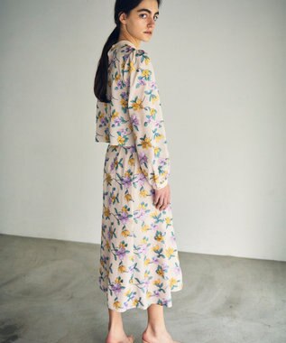 GRACE CONTINENTAL フラワー刺繍フレアスカート キナリ