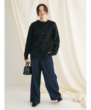 CRAFT STANDARD BOUTIQUE リサイクルポリエステルケーブルカーディガン Black