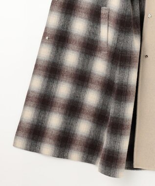 自由区 【リバーシブル】ウールリバー ノーカラーロングコート キャメル系