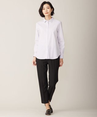 J.PRESS LADIES L 【洗える】BEZ ストライプ シャツカラー ブラウス ふじ色系1