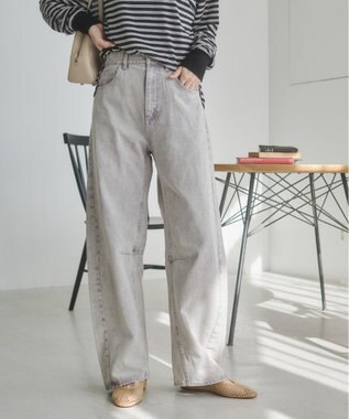 WEGO 【ANGIE VINTAGE】バレルレッグデニムパンツ ライトグレー