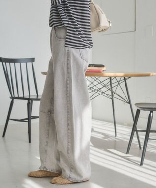 WEGO 【ANGIE VINTAGE】バレルレッグデニムパンツ ライトグレー