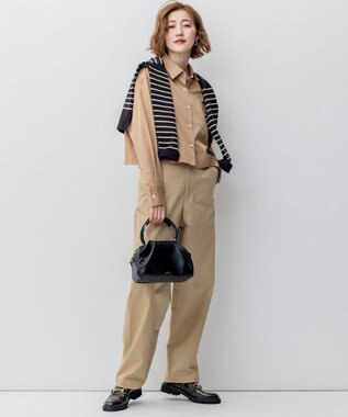 23区 【洗える/一部店舗限定】クロップド シャツ キャメル系