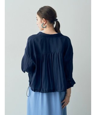 YECCA VECCA 【2点SET】シアーシャツ×Aラインキャミワンピース Navy