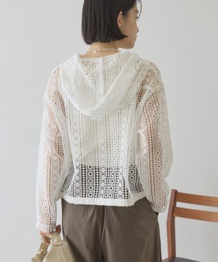 AMERICAN HOLIC 【先行予約】幾何学レースフードシャツ Off White