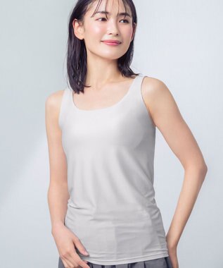 Wing カップ付きタンクトップ ラクしてきれい 汗取り付き ひんやり涼しい 【シンクロブラトップ クールメッシュタイプ】 春 夏 ET1141 ウイング／ワコール グレー