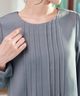 Tiaclasse 【洗える】ピンタックチュニックブラウス グレー
