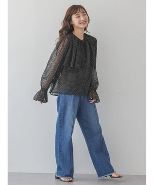 AMERICAN HOLIC ドビーシフォンフリルブラウス Dot