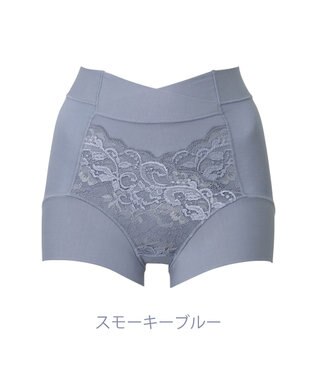 BRADELIS New York 【BRADELIS NewYork peace】綿混フィットレースショーツ ウエストからヒップ下まですっぽり包み補整するショーツ スモーキーブルー