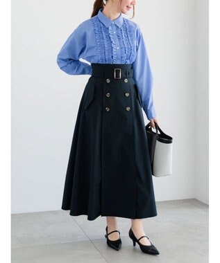 Te chichi フロントフリルシャツ ブルー