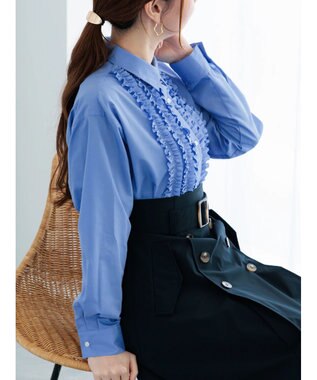 Te chichi フロントフリルシャツ ブルー