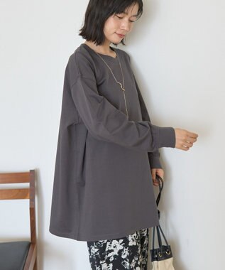 AMERICAN HOLIC コットンロング丈プルオーバー Charcoal Gray