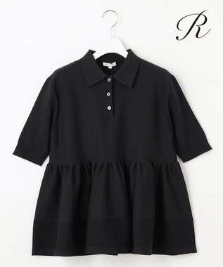  【R(アール)】フォルムニット ペプラム ポロシャツ
