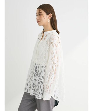 Green Parks ・ＥＬＥＮＣＡＲＥ　ＤＵＥ　レースバンドカラーブラウス Off White