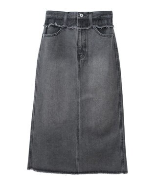 earth music&ecology ウエストフリンジデニムスカート Black