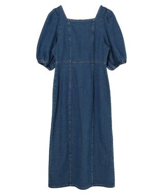 earth music&ecology スクエアネックデニムワンピース Indigo