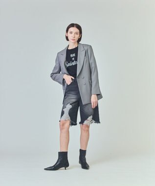 GRACE CONTINENTAL クラッシュハーフパンツ ブラック