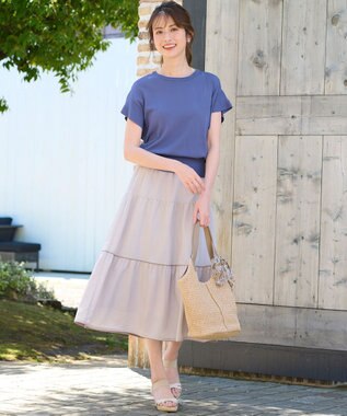 ANY SIS 【撥水・UVカット・速乾】ティアード スカート アイボリーベージュ