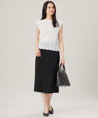 自由区 L 【セットアップ対応・接触冷感・UVケア・洗える】ライトストレッチ スカート ブラック