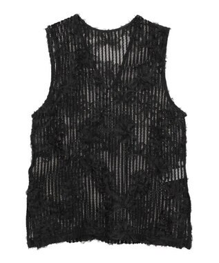 Green Parks テープ刺繍レースベスト Black