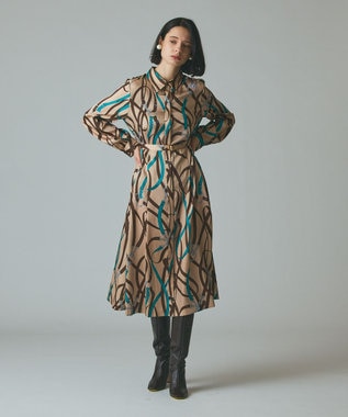 GRACE CONTINENTAL ベルトプリントシャツドレス ベージュ