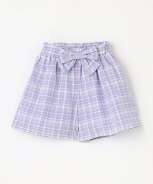 ANY KIDS チェック柄 ショート パンツ ラベンダー系チェック