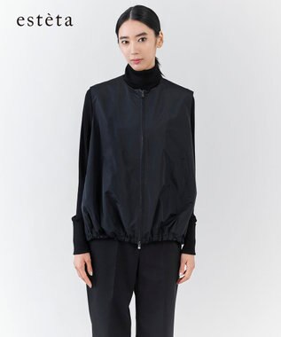  【エステータ】シルクブレンド ライトタフタ ジップアップ ベスト