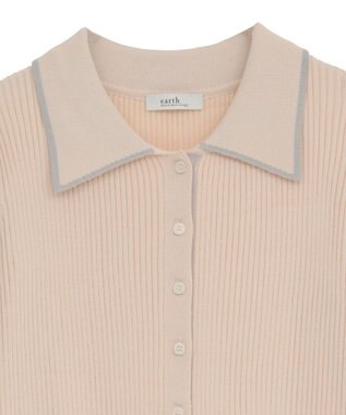 earth music&ecology バイカラートリムロングニットカーディガン Ivory