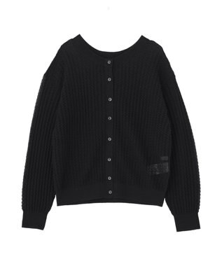 AMERICAN HOLIC 【前後2WAY】透かし編みニットカーディガン Black