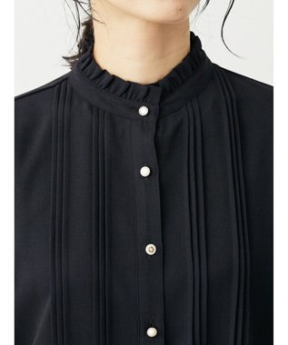 Green Parks ・ＥＬＥＮＣＡＲＥ　ＤＵＥ　イロイロ釦ピンタックブラウス Black