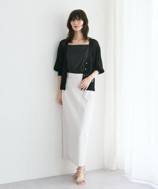 YECCA VECCA シアーニットVネックカーディガン Black