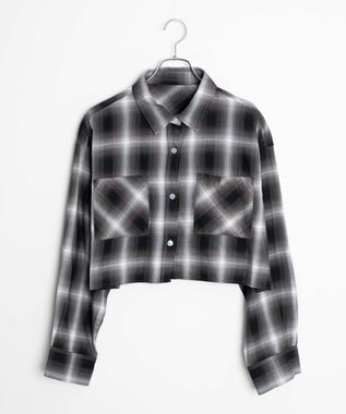 WEGO オンブレチェックショートシャツ ブラックチェック1