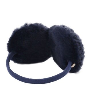 MOONBAT FURLA(フルラ)ファーMix コンパクト イヤマフ 無地 ネイビーブルー